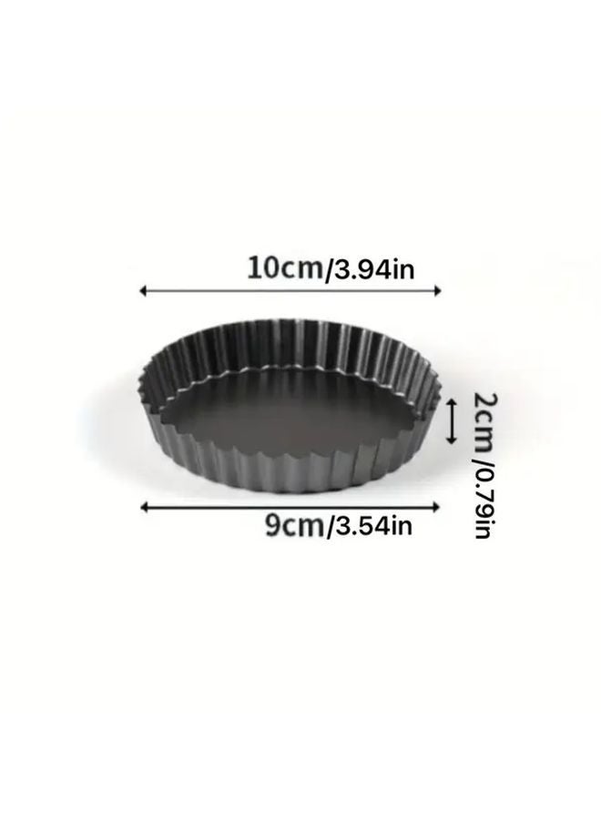 8Pcs Professional Mini Tart Pan Set Nonstick Removable Bottom Carbon Steel - Image 5